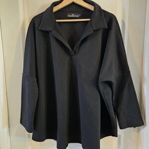 Pomander Place Tuckernuck Black Easy Polo Swing Sweatshirt XL/XXL